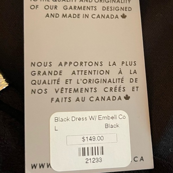 ZOE by Michael Phillips Black Handkerchief Dress With Embellished Collar - Picture 16 of 16